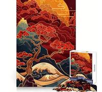 Rompecabezas de 1000 Piezas con Estampado de Arte Kintsugi de Paisaje japonés en Color Burdeos para Adultos Mejora la Memoria Diversión Relajante Corte de Calidad Un Regalo Encantador (50x75cm)