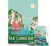 Rompecabezas de 1000 Piezas con Estampado de la bahía de Ha Long, Vietnam, para Adultos Ideal para Relajarse y desconectar Bordes Uniformes Un Bonito Regalo (50x75cm)