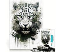 Rompecabezas de 1000 Piezas con Estampado de Leopardo en Acuarela Diversión para ejercitar la Mente Encaje Huecos Actividad para Fortalecer los Lazos Familiares (50x75cm)