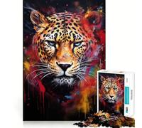 Rompecabezas de 1000 Piezas con Estampado de Leopardo y Salpicaduras de Polvo para Adolescentes Ideal para estimular la Memoria, para el hogar y para el Ocio Un Regalo Encantador (38x26cm)