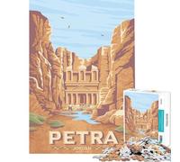 Rompecabezas de 1000 Piezas con Estampado de Viaje de Petra Jordan Juego Familiar Que desafía la Inteligencia Juguetes adictivos Gran Regalo para los Amantes de los Juegos y los cumpleaños (38x52cm)