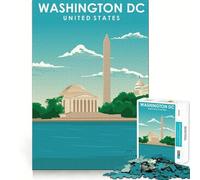 Rompecabezas de 1000 Piezas con Estampado de Viaje de Washington DC, Bordes Lisos, Juego Divertido y Relajante, Regalo de cumpleaños (38x52cm)