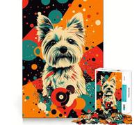 Rompecabezas de 1000 Piezas con Estampado de West Highland Terrier Blanco Estilo Pop Art para Adultos Juego de Memoria Cerebral Corte láser para un Ajuste Perfecto aliviar el estrés
