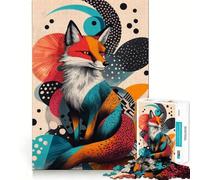 Rompecabezas de 1000 Piezas con Estampado de Zorro Elegante para Adolescentes Juguete de lógica Clara Pasatiempo Tranquilo Corte Perfecto Regalo clásico 38x26cm