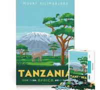 Rompecabezas de 1000 Piezas con Estampado del Kilimanjaro de Tanzania, Corte Impecable, Juego de lógica Divertido, Actividad de cumpleaños (38x52cm)