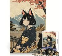 Rompecabezas de 1000 Piezas con Estampado en Madera de Nekomusume para Adultos y Adolescentes Juego Mental, diversión Tranquila, Bordes Afilados, Regalo Memorable (38x26cm)