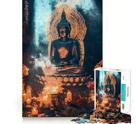 Rompecabezas de 1000 Piezas con Estatua de Buda,Bordes limpios,decoración Divertida,resolución de Problemas,Tiempo Libre, (50x75cm)