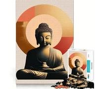 Rompecabezas de 1000 Piezas con Estatua de Buda y halo geométrico,diseño de Corte preciso,Ideal para desarrollar la lógica,Relajarse y divertirse en cumpleaños (38x26cm)
