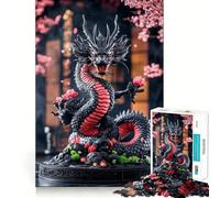 Rompecabezas de 1000 Piezas con Estatua de dragón Negro,decoración Elegante,Regalo para ejercitar la Mente,Juego de Paz,Pieza de Arte navideña 50x75cm
