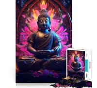 Rompecabezas de 1000 Piezas con Estatua de Templo de Buda,Bordes definidos,decoración,Juego cognitivo,Juguete,diversión fácil, Ocio (38x26cm)