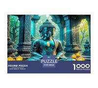 Rompecabezas de 1000 Piezas con estatuas de Buda en ruinas de templos, Antiguos y místicos, para Hombres y Mujeres 38 x 26 cm (1000 Piezas).