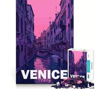 Rompecabezas de 1000 Piezas con estética de Venecia para Adultos Juego de Memoria Cerebral Encaje Huecos Actividad Relajante para desconectar (38x26cm)