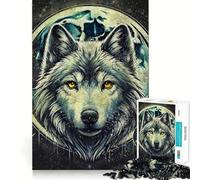 Rompecabezas de 1000 Piezas con estética Oscura de Lobo y Luna,Juego de concentración Mental,Manualidades de Corte de Alta precisión,Actividad para Fortalecer los Lazos Familiares (38x52cm)