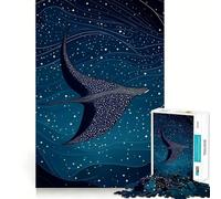 Rompecabezas de 1000 Piezas con Estrellas, Ballenas y Rayas Marinas para Adultos Juguete para Pensar, Calma, relajación y decoración de Pared con Corte Limpio 38x52cm