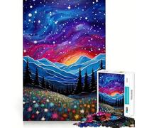 Rompecabezas de 1000 Piezas con Estrellas y Flores Silvestres para Adolescentes Juguete de lógica Mental para el Tiempo Libre Bordes Finos 38x52cm