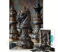 Rompecabezas de 1000 Piezas con Figura de Caballero Negro ornamentado para Adultos Mejora la Memoria y Permite Jugar Juntos Divertido y con Bordes precisos Regalo Ideal para Cualquier ocasión