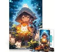 Rompecabezas de 1000 Piezas con Figura de Chica Anime y Criaturas del Bosque Juego de ingenio Encaja Perfectamente,sin Piezas Sueltas Un pasatiempo Ideal para Fines de Semana Largos (50x75cm)