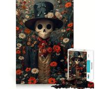 Rompecabezas de 1000 Piezas con Figura de Esqueleto Entre Rosas para Adultos Juguete para ejercitar la Mente Diseño de fácil Montaje Regalo de Temporada 50x75cm