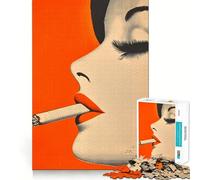Rompecabezas de 1000 Piezas con Figura de Mujer fumando un Cigarrillo,Ideal para Adultos Juguete de resolución de Problemas,de Calidad Profesional,para Recortar y Relajarse en Grupo (38x52cm)
