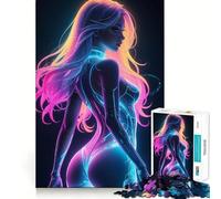 Rompecabezas de 1000 Piezas con Figura de Mujer Sexy en luz de neón para Adultos Regalo Ideal para ejercitar la Mente Juguete Divertido y silencioso Diseño para armar 38x52cm