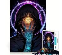 Rompecabezas de 1000 Piezas con Figura mística Encapuchada y símbolos Luminosos para Adultos Juguete de lógica Resistente, Divertido y Relajante Bordes definidos Regalo Memorable (38x26cm)