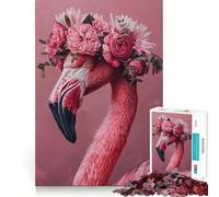 Rompecabezas de 1000 Piezas con Flamenco Rosa y Corona de Flores para Adultos y Adolescentes Ideal para Relajarse, calmarse y desconectar Corte Suave Regalo conmovedor (50x75cm)