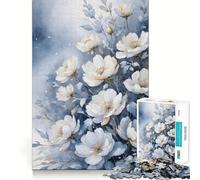 Rompecabezas de 1000 Piezas con Flores Blancas en Acuarela Juguete Creativo para desarrollar la Creatividad Cierre Seguro sin Piezas Sueltas Actividad para Compartir en Familia (38x52cm)