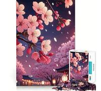 Rompecabezas de 1000 Piezas con Flores de Cerezo y faroles japoneses Ideal para ejercitar la Mente,divertirse,Descansar y Jugar Navidad (38x52cm)