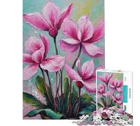 Rompecabezas de 1000 Piezas con Flores de Ciclamen Rosa Juegos Divertidos para Pintar Juguetes adictivos para Cultivar la Paciencia Regalos de Amigo Invisible Aprendizaje Educativo (Tamaño 38x52cm)
