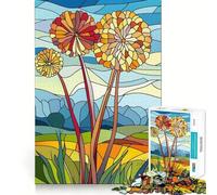 Rompecabezas de 1000 Piezas con Flores de vidrieras, Bordes, Juego cognitivo Divertido, Juego Lento, Divertido, decoración navideña (38x26cm)