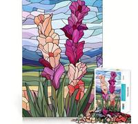 Rompecabezas de 1000 Piezas con Flores de vitral, Corte preciso, decoración, lógica, Pensamiento, Juego, Tiempo de Juego, decoración navideña, Regalo (50x75cm)