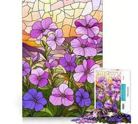Rompecabezas de 1000 Piezas con Flores de vitral, Corte preciso, decoración, lógica, Pensamiento, Juego, Tiempo de Juego, decoración navideña, Regalo (38x52cm)