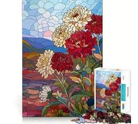 Rompecabezas de 1000 Piezas con Flores de vitral, Corte preciso, decoración, lógica, Pensamiento, Juego, Tiempo de Juego, decoración navideña, Regalo (50x75cm)