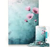 Rompecabezas de 1000 Piezas con Flores Rosas sobre Fondo Turquesa para Adolescentes Ideal para estimular la Memoria, para el hogar y para armar Un Regalo Encantador (50x75cm)