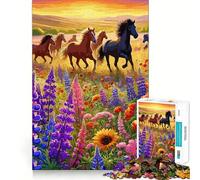 Rompecabezas de 1000 Piezas con Flores Silvestres y Caballos Salvajes Juego cognitivo Divertido con componentes Resistentes y Cortes limpios Momento de Tranquilidad y Ejercicio Mental en casa
