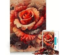 Rompecabezas de 1000 Piezas con Fondo Abstracto de Rosas Rojas para Adultos, Ideal para Fortalecer la Memoria, Jugar en Grupo, con Bordes limpios y un diseño Elegante (38x52cm)