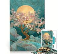 Rompecabezas de 1000 Piezas con Forma de árbol de Cerezo en Flor,con Bordes Lisos,diseño Kintsugi Juego Creativo Juguete Ideal para Momentos de Ocio y diversión en cumpleaños (38x52cm)