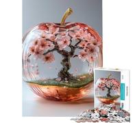 Rompecabezas de 1000 Piezas con Forma de árbol de Cerezo en Flor Dentro de una Manzana de Cristal Juego Educativo Juguete adictivo para Cultivar la Paciencia Obra de Arte Regalo Análisis y lógica