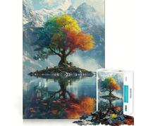 Rompecabezas de 1000 Piezas con Forma de árbol en Colores psicodélicos, Bordes Finos, diseño Artesanal, para ejercitar la Mente, Relajarse, (38x52cm)