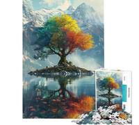 Rompecabezas de 1000 Piezas con Forma de árbol en Colores psicodélicos para Adolescentes Juego de ingenio para decoración del hogar difícil y desafiante Apto para Mayores de 14 años (50x75cm)