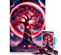 Rompecabezas de 1000 Piezas con Forma de árbol Espacial de fantasía roja para Adultos Juguete para ejercitar la Mente Ideal para Fortalecer los Lazos Familiares con Corte de precisión Regalo Creativo