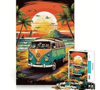 Rompecabezas de 1000 Piezas con Forma de autobús VW Retro para Adolescentes Ideal para Viajes a la Playa Juguete de lógica con Forma de Tren fácil de Usar y con Corte Suave Un Regalo Encantador