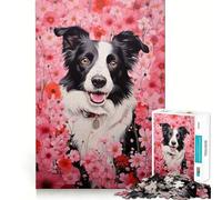 Rompecabezas de 1000 Piezas con Forma de Border Collie Rosa,Ideal para Jugar con articulaciones afiladas,Construir Objetos,Jugar en Silencio o divertirse en cumpleaños 50x75cm