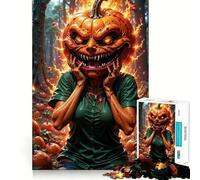 Rompecabezas de 1000 Piezas con Forma de Cabeza de Calabaza aterradora en el Bosque para Adultos Ideal para Mejorar la Memoria Pasatiempo para el hogar Decoración de Pared con imágenes para armar