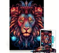Rompecabezas de 1000 Piezas con Forma de Cabeza de león Rojo para Adultos, Juguete de lógica Mental, Juego de Mesa Serene Time, Corte Firme, (50x75cm)