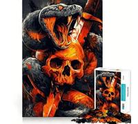 Rompecabezas de 1000 Piezas con Forma de Calavera de Serpiente y Espada para Adolescentes Juguete de lógica Mental Diseño Tranquilo y Firme Artículo de Santa Claus (38x52cm)
