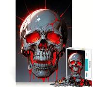 Rompecabezas de 1000 Piezas con Forma de Calavera Que Brilla en Rojo y Tiene Grietas Ideal para Adolescentes Juguete para desarrollar la lógica Ligero y Relajante Corte preciso Regalo clásico 50x75cm