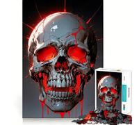 Rompecabezas de 1000 Piezas con Forma de Calavera Que Brilla en Rojo y Tiene Grietas Ideal para Adolescentes Juguete para desarrollar la lógica Ligero y Relajante Corte preciso Regalo clásico 38x26cm