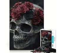 Rompecabezas de 1000 Piezas con Forma de Calavera y Corona de Rosas para Adultos Juguete para ejercitar la Mente Diseño de fácil Montaje Regalo de Temporada 38x26cm