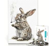 Rompecabezas de 1000 Piezas con Forma de Conejo fumando Cannabis para Adultos Juguete para ejercitar la Mente Imagen Suave y Relajante para armar Un Regalo Encantador (38x52cm)